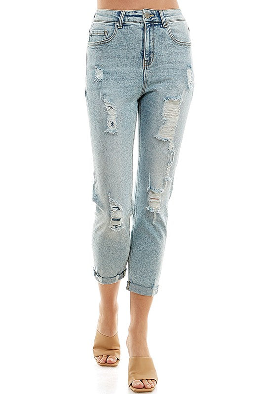 Destructed Cuffed Boyfriend Jean