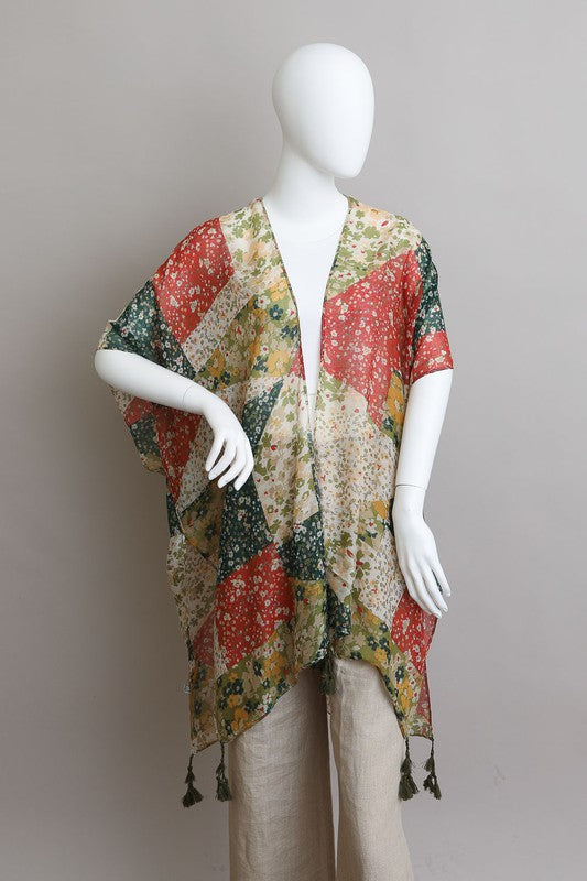 Allover Floral Print Kimono