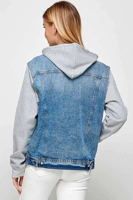 Women's Denim  Jacket with Fleece Hoodiest