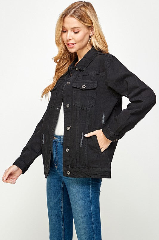 Women's Denim  Jacket with Fleece Hoodiest