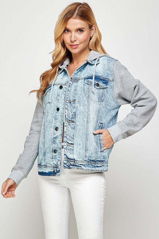 Women's Denim  Jacket with Fleece Hoodiest