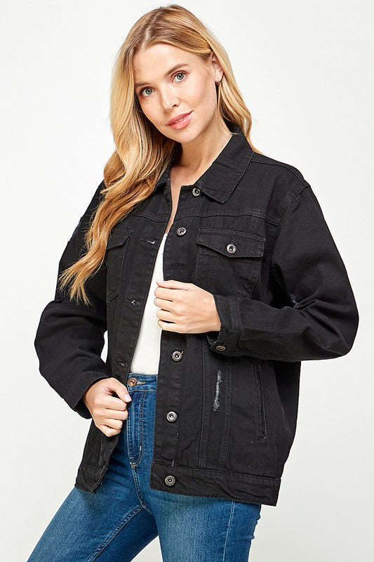 Women's Denim  Jacket with Fleece Hoodiest