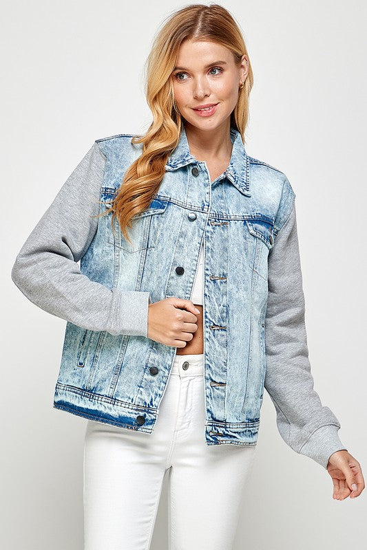 Women's Denim  Jacket with Fleece Hoodiest