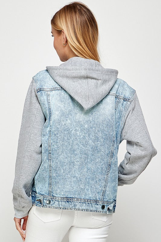 Women's Denim  Jacket with Fleece Hoodiest