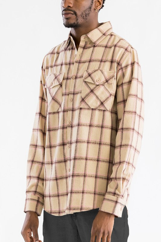 Long Sleeve Flannel Full Plaid Checkered Shirt