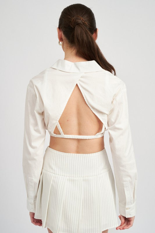 OPEN BACK CROPPED SHIRT