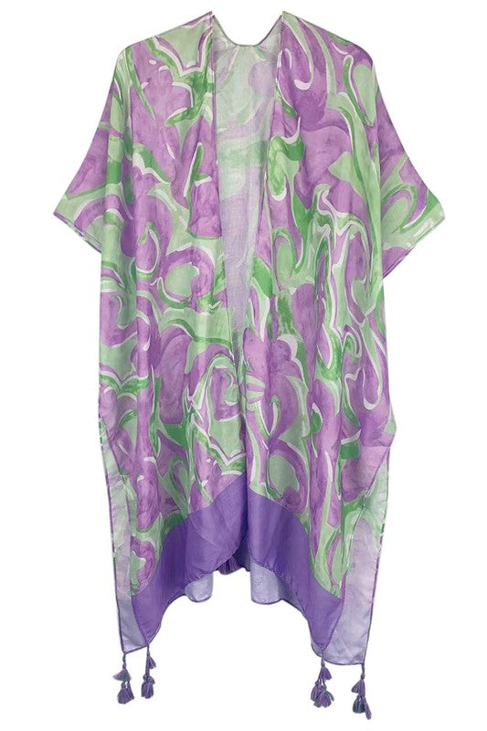 Watercolor Swirl Print Kimono