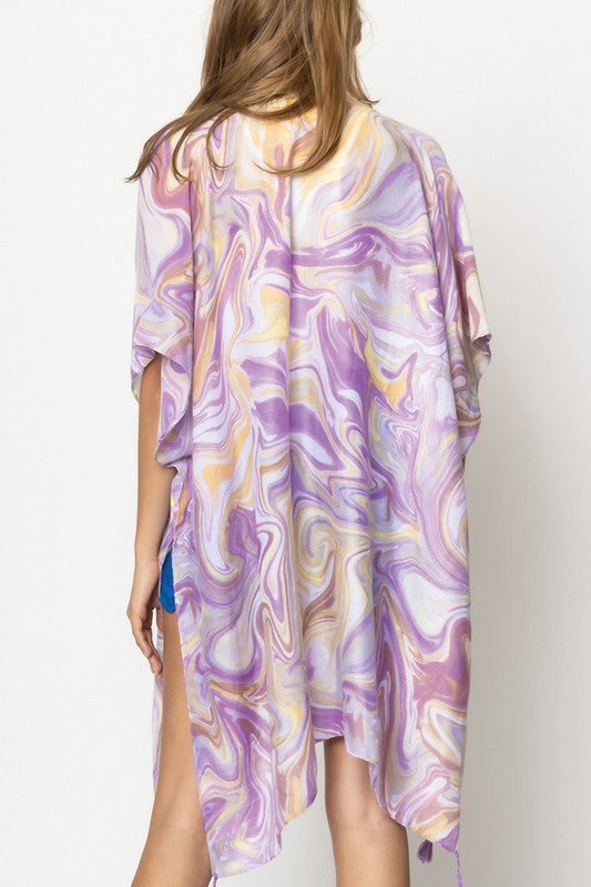 Watercolor Swirl Print Kimono