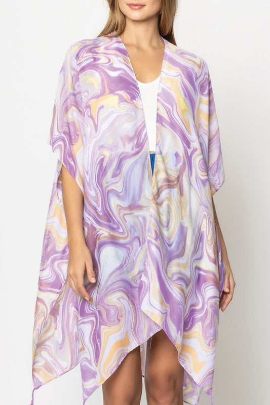 Watercolor Swirl Print Kimono