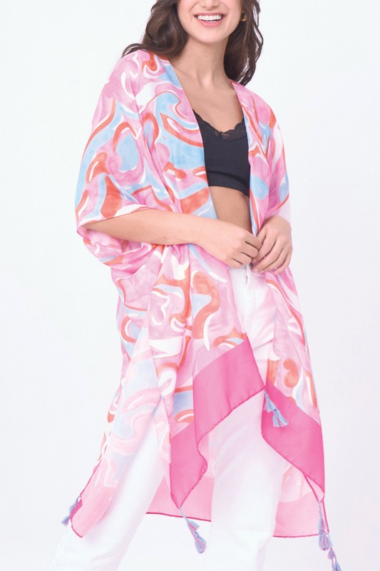 Watercolor Swirl Print Kimono