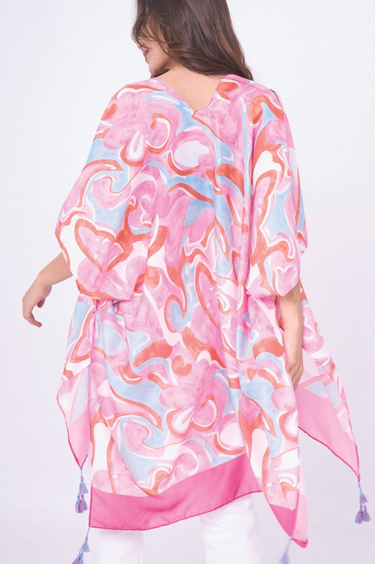 Watercolor Swirl Print Kimono