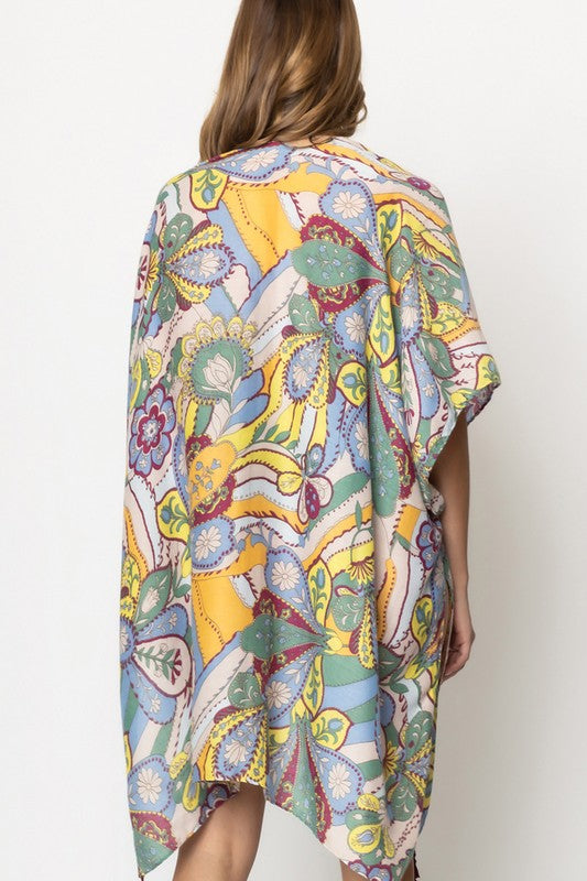 Abstract Paisley Print Kimono