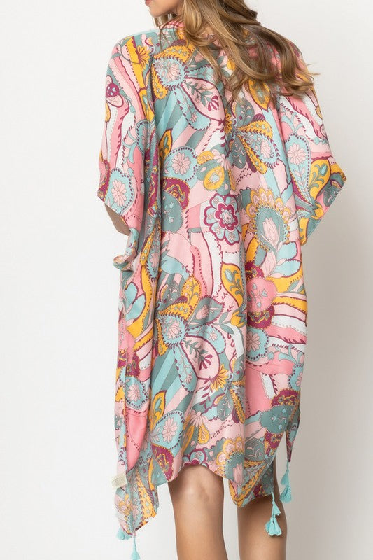 Abstract Paisley Print Kimono