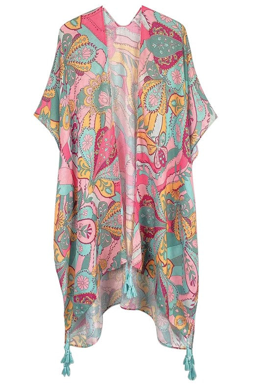 Abstract Paisley Print Kimono