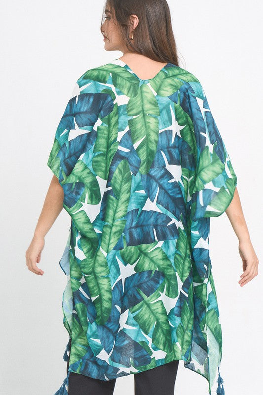 Palm Leaf Printed Kimono