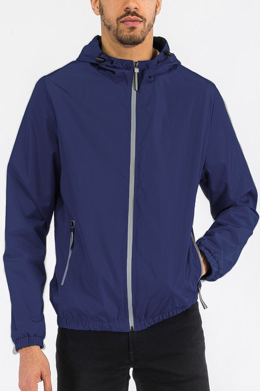 Solid Hooded Lightweight Windbreaker Jacket