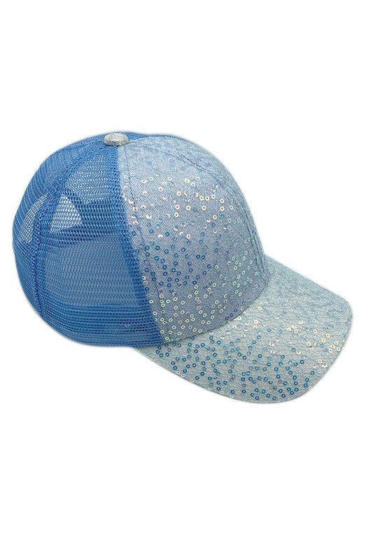 Sequin Leopard Baseball Cap with Meshed Back