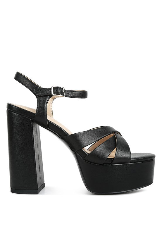 De-Vil Crisscross Straps Slim Block Heel  Sandal