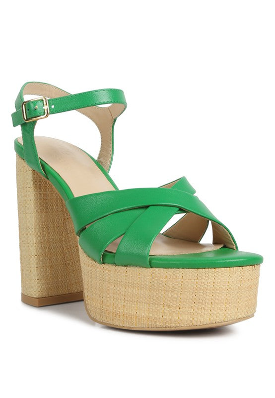 De-Vil Crisscross Straps Slim Block Heel  Sandal