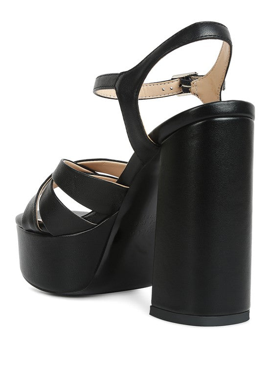 De-Vil Crisscross Straps Slim Block Heel  Sandal