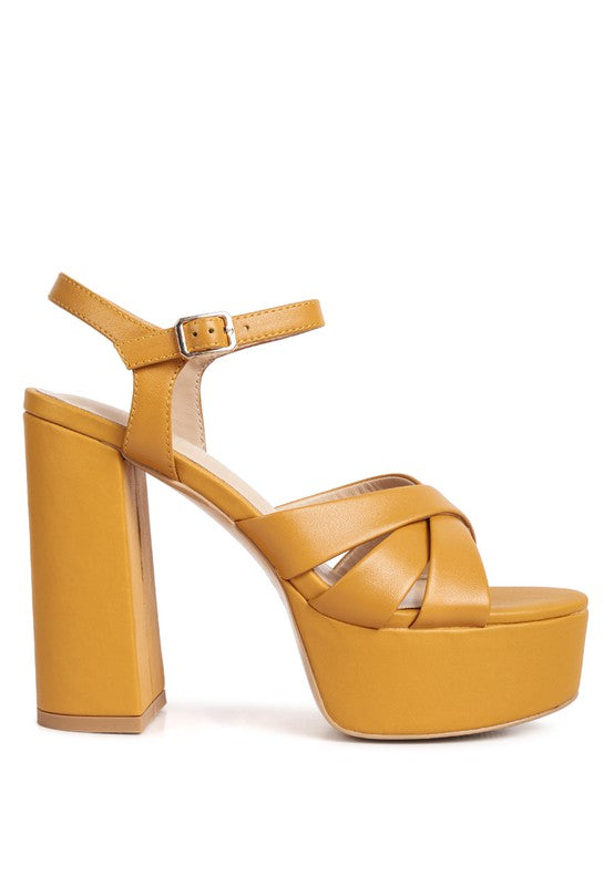 De-Vil Crisscross Straps Slim Block Heel  Sandal