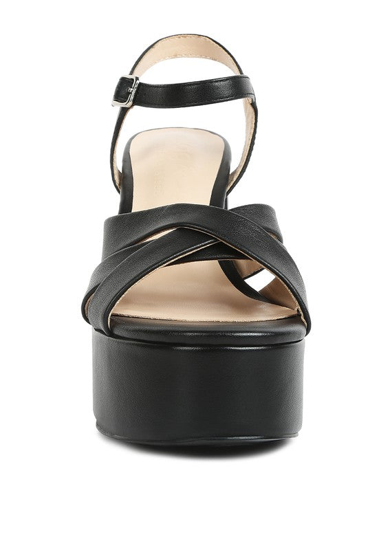 De-Vil Crisscross Straps Slim Block Heel  Sandal