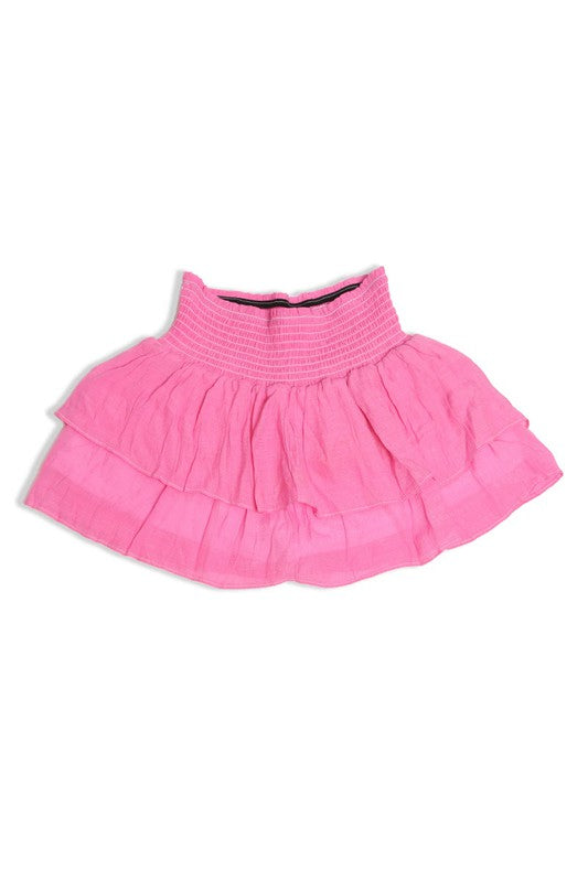 Solid Ruffle Tiered Mini Skirt