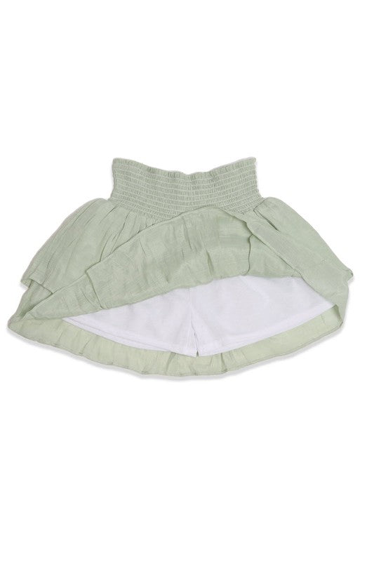 Solid Ruffle Tiered Mini Skirt