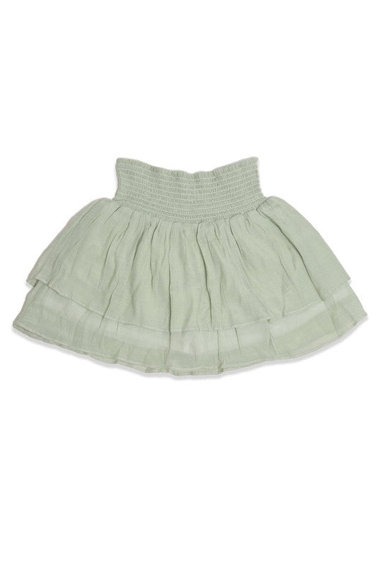 Solid Ruffle Tiered Mini Skirt