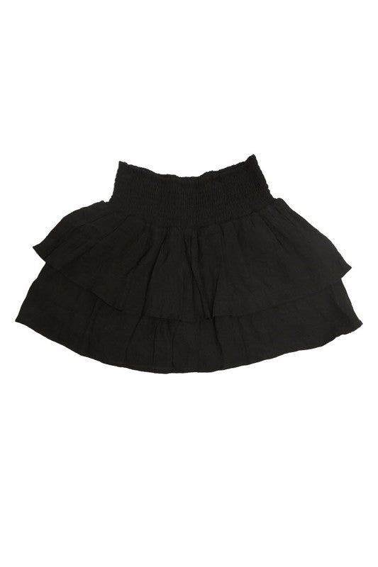 Solid Ruffle Tiered Mini Skirt