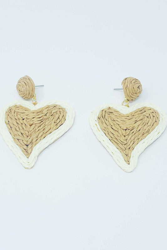 Sunny Days Heart Raffia Earrings