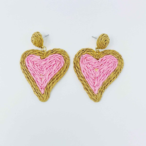 Sunny Days Heart Raffia Earrings