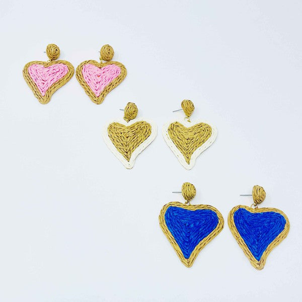 Sunny Days Heart Raffia Earrings