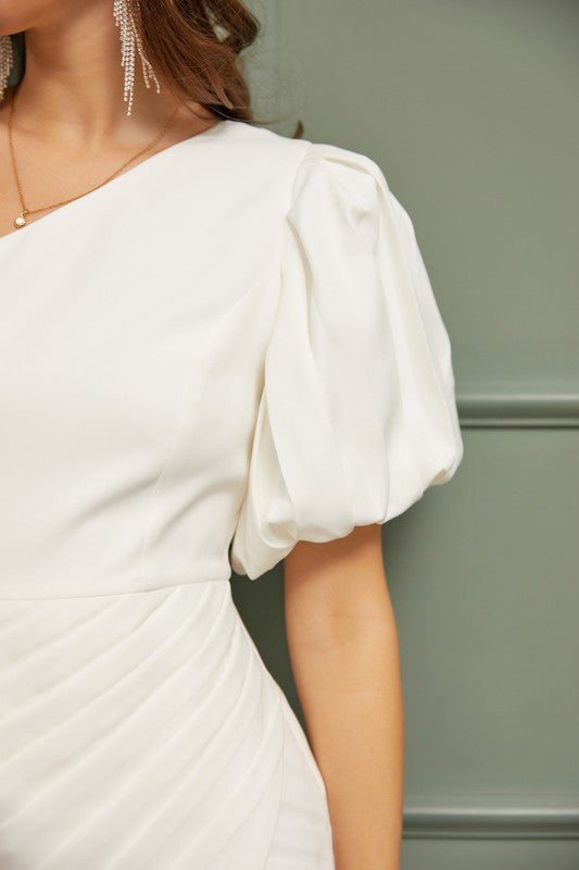 ONE SHOULDER RUFFLE DRESS