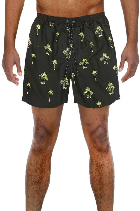 Men's Palm Tree Print Swim Shorts