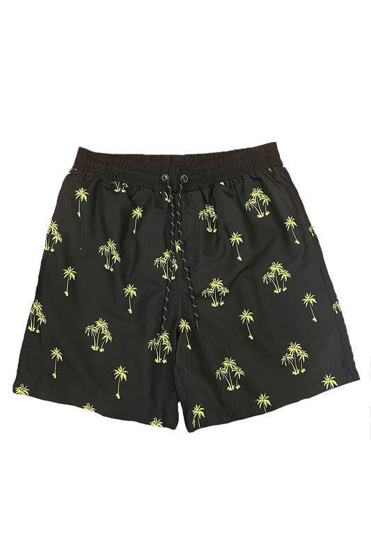 Men's Palm Tree Print Swim Shorts