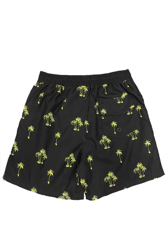 Men's Palm Tree Print Swim Shorts