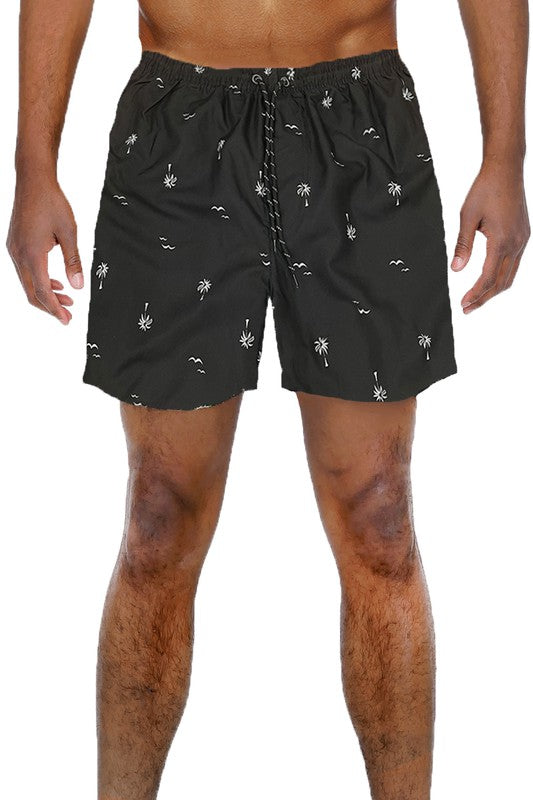 Men's Palm Tree Print Swim Shorts