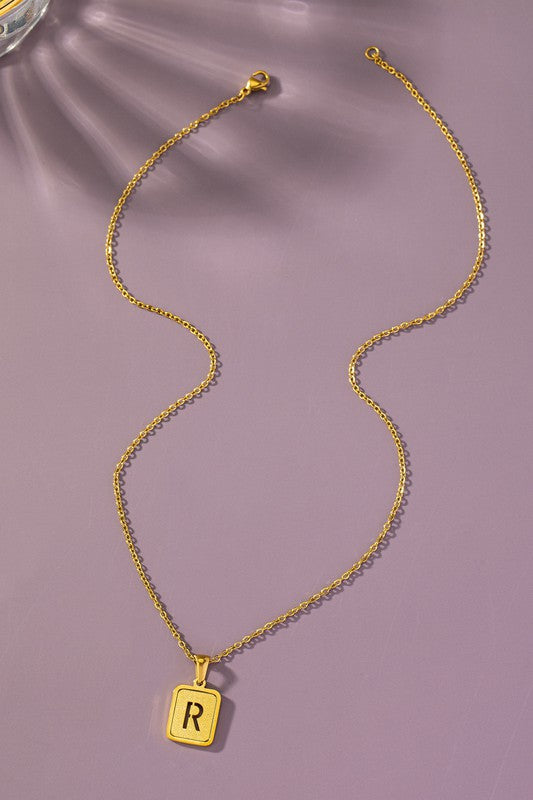 Brass diamond dust cut out initial necklace