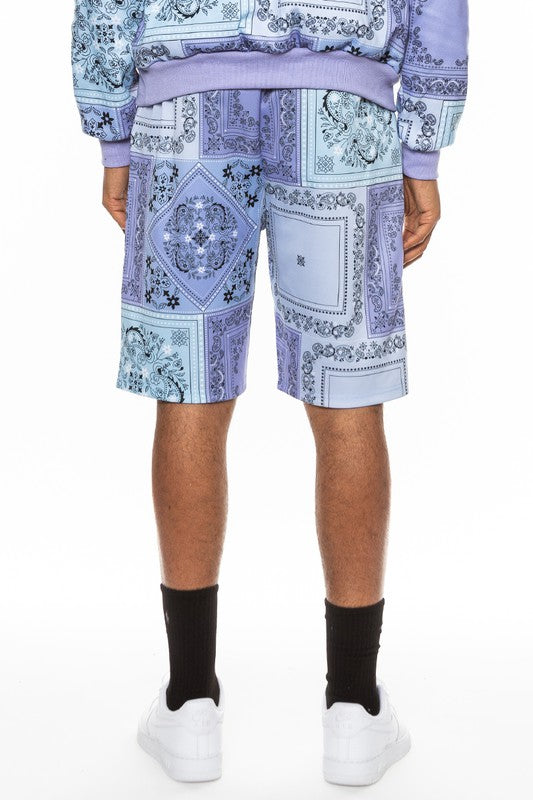 Weiv Mens Paisley Bandana Print Shorts