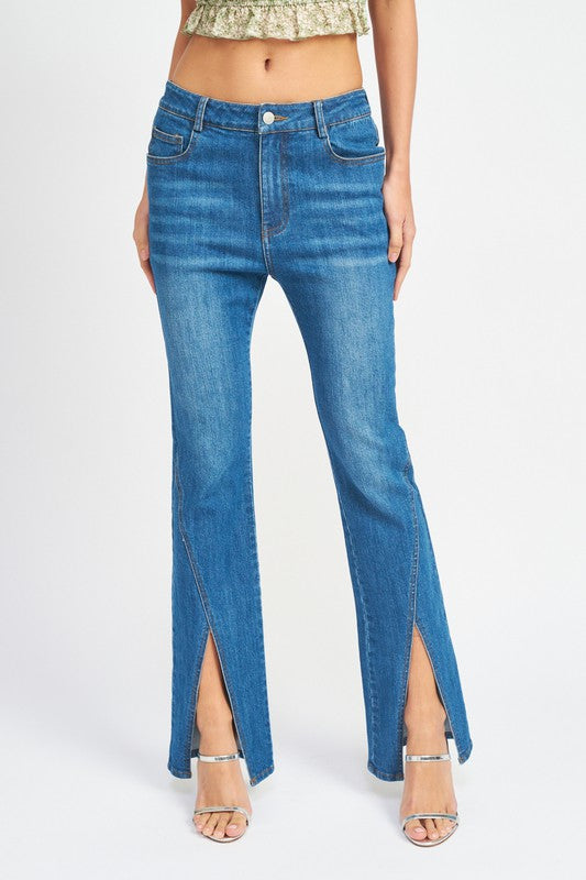 FLARED JEANS WITH SLITS