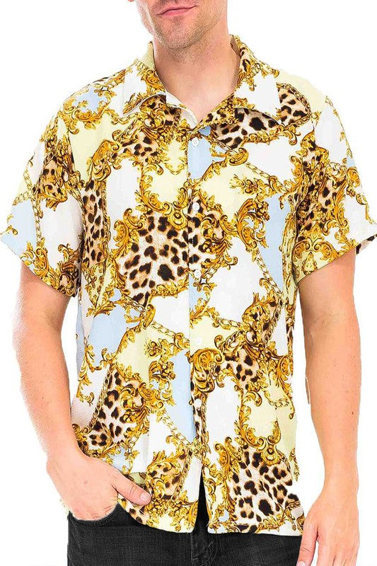 Men's Leopard Cheetah Button Down Shirt