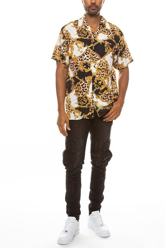 Men's Leopard Cheetah Button Down Shirt