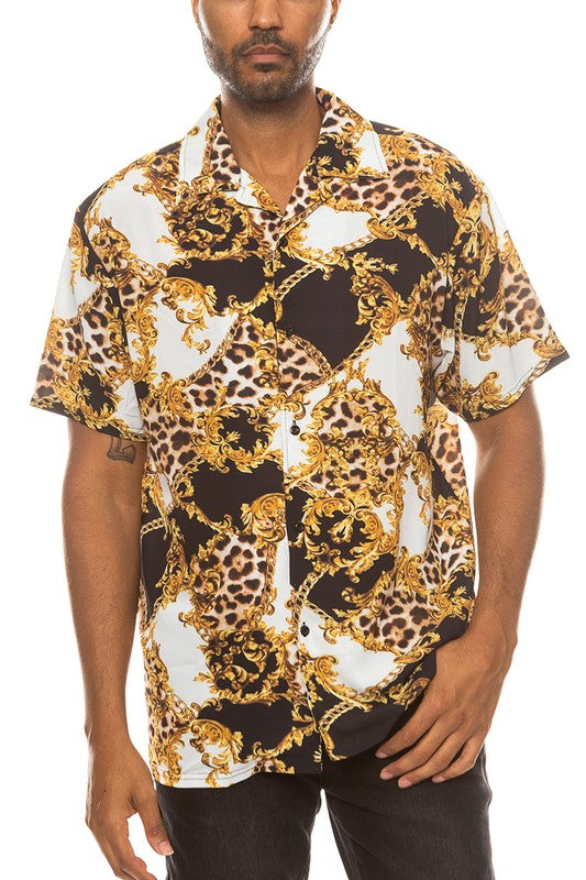 Men's Leopard Cheetah Button Down Shirt