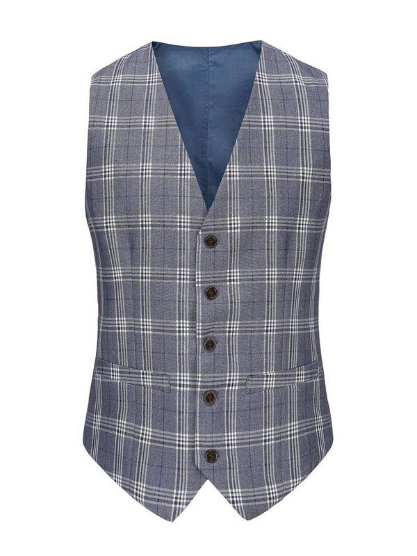 Men's Slim-Fit 3PC Check Plaid Suit - Tall