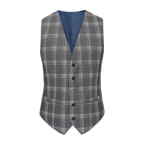 Men's Slim-Fit 3PC Check Plaid Suit - Tall