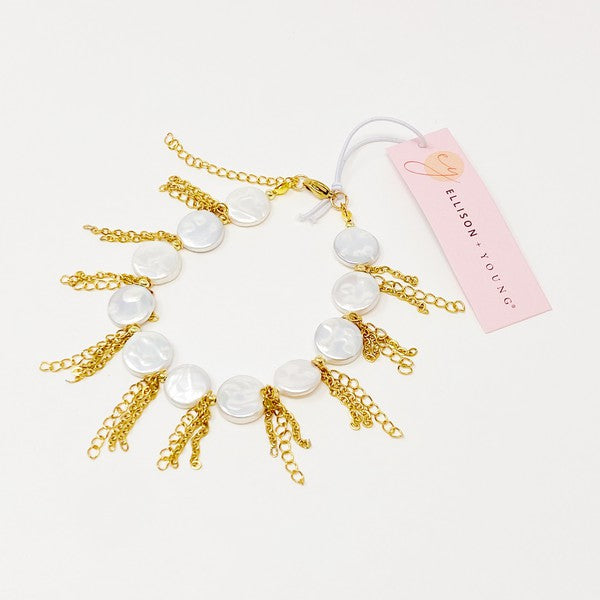 Chain Fringe Shell Pearl Bracelet