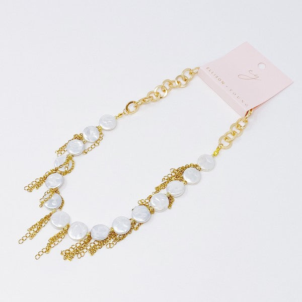 Chain Fringe Shell Pearl Necklace