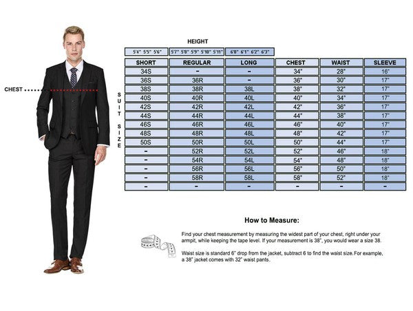 Men's Signature 3-Piece Slim Fit Suits - Short