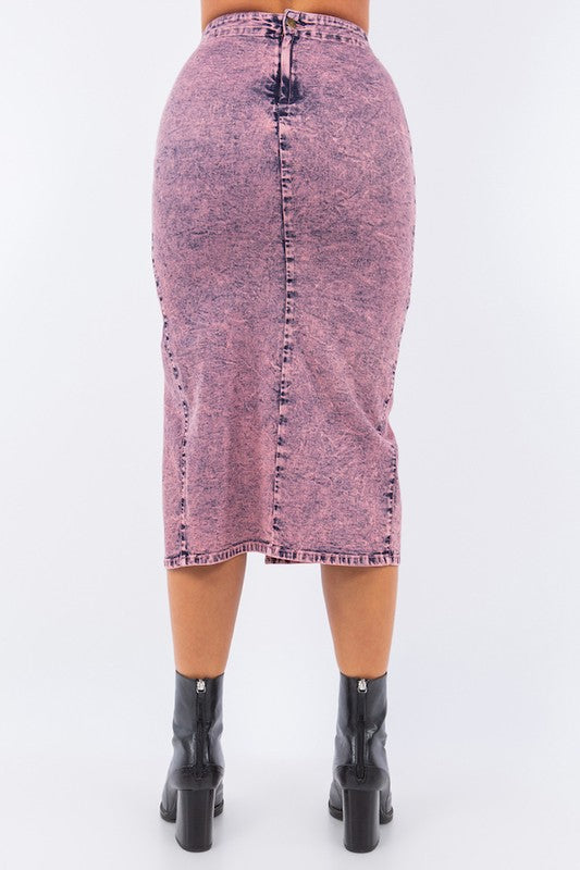 Midi Skirt In Denim Pink